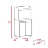 Kitchen Cart - Double Door Cabinet - White - With Open Shelf