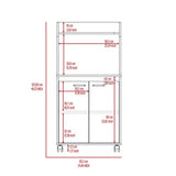 Kitchen Cart - Double Door Cabinet - Locking Casters - White