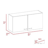 Wall Cabinet - Double Door - Two Shelves - White & Smokey Oak