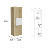 Medicine Cabinet - Single Door - White & Light Oak - Three Shelves