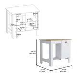 Kitchen Island 35"H - Storage Cabinet - Open Shelf - White/Macadamia