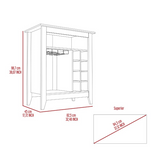 Bar Cart - Light Gray - Built-In Wine Rack - Cup Holder - 38"H
