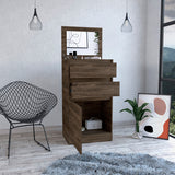 Dresser with Mirror and Jewelry Box - Two Drawers - Dark Walnut