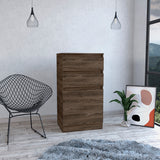 Dresser with Mirror and Jewelry Box - Two Drawers - Dark Walnut
