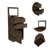 Dresser with Mirror and Jewelry Box - Two Drawers - Dark Walnut