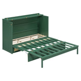 Queen Size Murphy Bed with Large Drawers,Green (OLD SKU: LP000678AAF)