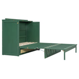 Queen Size Murphy Bed with Large Drawers,Green (OLD SKU: LP000678AAF)