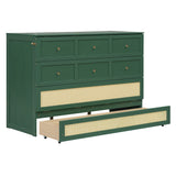 Queen Size Murphy Bed with Large Drawers,Green (OLD SKU: LP000678AAF)