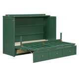 Queen Size Murphy Bed with Large Drawers,Green (OLD SKU: LP000678AAF)