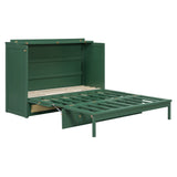 Queen Size Murphy Bed with Large Drawers,Green (OLD SKU: LP000678AAF)
