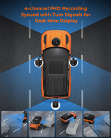 The Legend 4CH Waterproof Mirror Dash Cam, 1080P 4-Cam