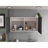 Wall Cabinet - Double Door - Two Shelves - White & Smokey Oak