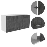 Wall Cabinet - Double Door - Two Shelves - White & Smokey Oak