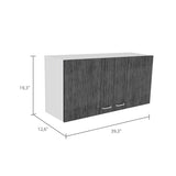 Wall Cabinet - Double Door - Two Shelves - White & Smokey Oak