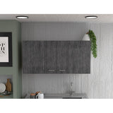 Wall Cabinet - Double Door - Two Shelves - White & Smokey Oak
