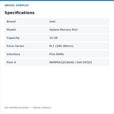 Intel Optane M10 specs
