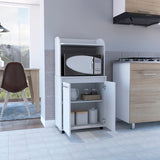 Kitchen Cart - Double Door Cabinet - White - With Open Shelf