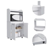 Kitchen Cart - Double Door Cabinet - White - With Open Shelf