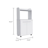 Kitchen Cart - Double Door Cabinet - White - With Open Shelf