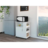 Lower Microwave Cabinet - Single Door - Three Side Shelves - White