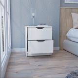 Nightstand - Two Drawers - White - Handle-Free Pull Out Fronts