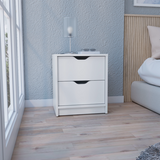 Nightstand - Two Drawers - White - Handle-Free Pull Out Fronts