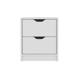 Nightstand - Two Drawers - White - Handle-Free Pull Out Fronts