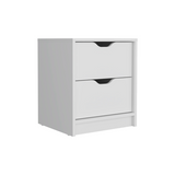 Nightstand - Two Drawers - White - Handle-Free Pull Out Fronts