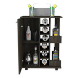 Rolling Bar Cart - Six-Bottle Wine Rack Cabinet - Espresso