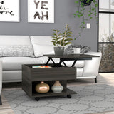 Lift-Top Coffee Table - Espresso - Hidden Storage & Casters