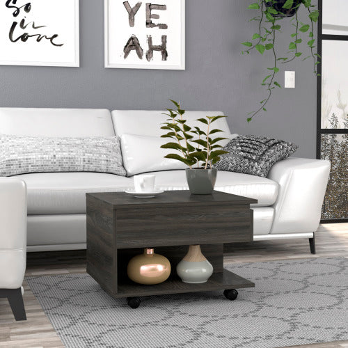 Lift-Top Coffee Table - Espresso - Hidden Storage & Casters