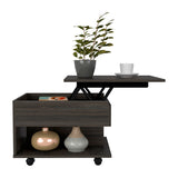Lift-Top Coffee Table - Espresso - Hidden Storage & Casters