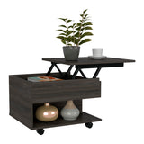 Lift-Top Coffee Table - Espresso - Hidden Storage & Casters