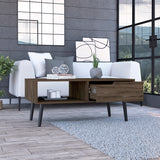Coffee Table - One Drawer - Open Shelf - Dark Walnut