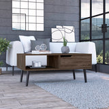 Coffee Table - One Drawer - Open Shelf - Dark Walnut