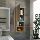 Bathroom Storage Cabinet - Single Door - Open Shelves - Pine