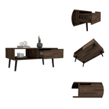 Coffee Table - One Drawer - Open Shelf - Dark Walnut
