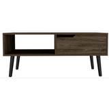 Coffee Table - One Drawer - Open Shelf - Dark Walnut