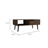 Coffee Table - One Drawer - Open Shelf - Dark Walnut