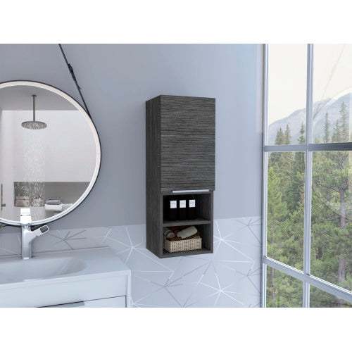 Bathroom Cabinet - Single Door - Four Shelves - Smokey Oak
