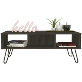 Vassel Coffee Table - Hairpin Legs, Two Shelves, Espresso