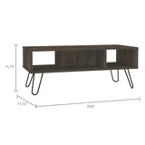 Vassel Coffee Table - Hairpin Legs, Two Shelves, Espresso