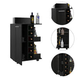 Rolling Bar Cart - Six-Bottle Wine Rack Cabinet - Espresso