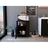 Lower Microwave Cabinet - Single Door - Three Side Shelves - Black