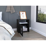 Nightstand Side Cabinet - Black - Single Door & Metal Handle
