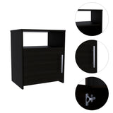 Nightstand Side Cabinet - Black - Single Door & Metal Handle