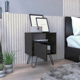 Nightstand - Industrial - Black - Hairpin Legs with Drawer & Shelf