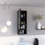 Medicine Cabinet with Door and Open Shelves, Black