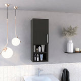 Medicine Cabinet with Door and Open Shelves, Black