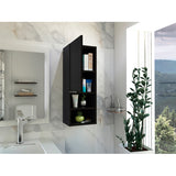 Bathroom Cabinet - Single Door - Four Shelves - Black